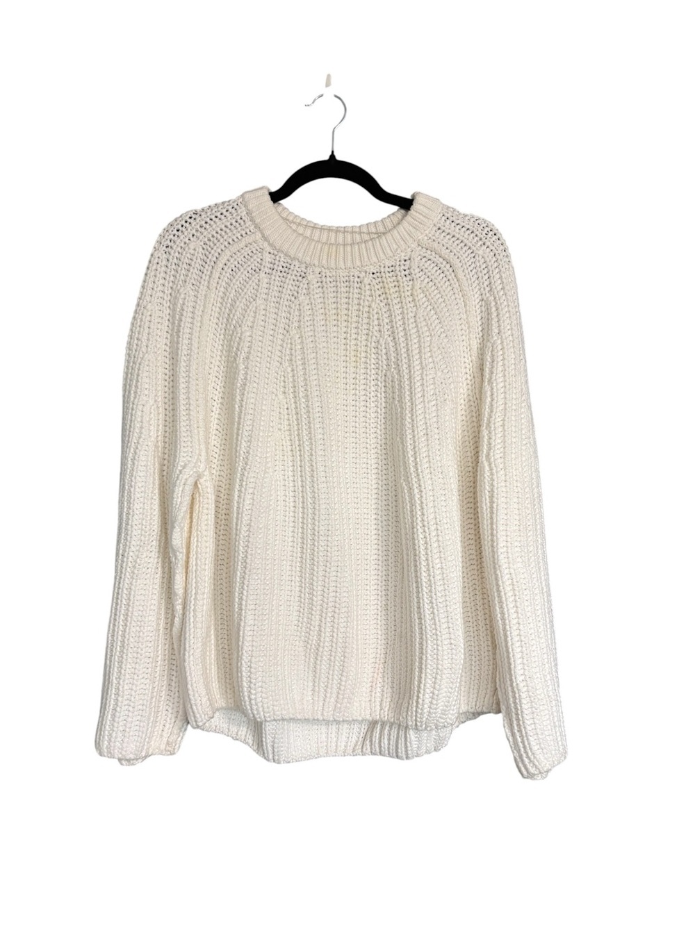 Free People Chunky Knit Cotton Sweater Oversized Cream Pullover Medium